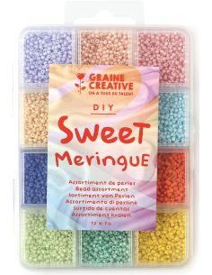 Caja de 12 colores de cuentas de rocalla de 2 mm - Sweet Meringue