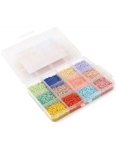 Caja de 12 colores de cuentas de rocalla de 2 mm - Sweet Meringue