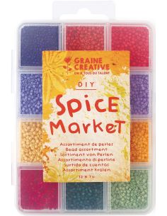 Caja de 12 colores de cuentas de vidrio de 2 mm - Spice Market