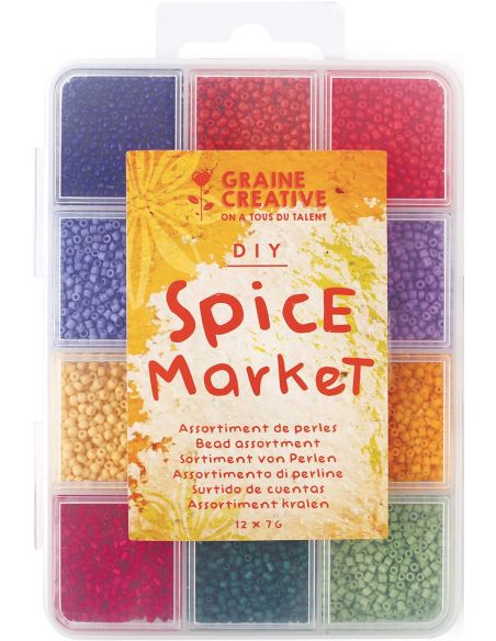 Caja de 12 colores de cuentas de vidrio de 2 mm - Spice Market