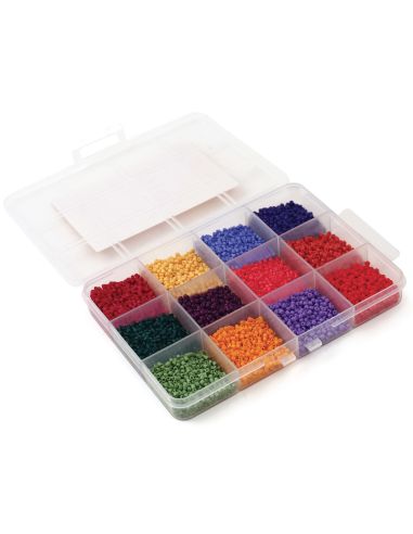 Caja de 12 colores de cuentas de vidrio de 2 mm - Spice Market