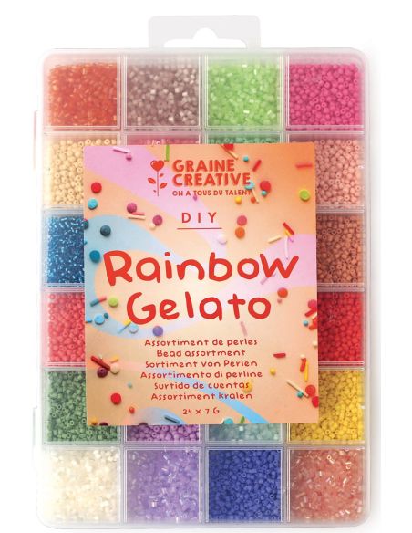 Caja de 24 colores de cuentas de vidrio de 2 mm - Rainbow Gelato