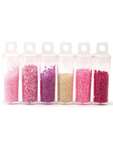 El quiosco de perlas 6 colores de perlas de rocalla de 2 mm - Batido de fresa