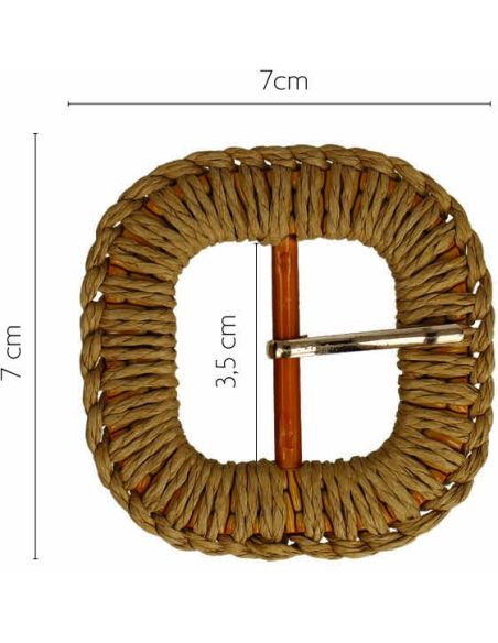 Hebilla de cinturón cuadrada redondeada en rafia trenzada – 3,5 cm