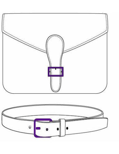 Hebilla de cinturón rectangular con aspecto de cuero pespunteado – 6 cm
