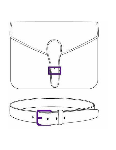 Hebilla de cinturón rectangular con aspecto de cuero pespunteado – 6 cm