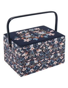 Caja de costura con bordado - Pájaros en flores