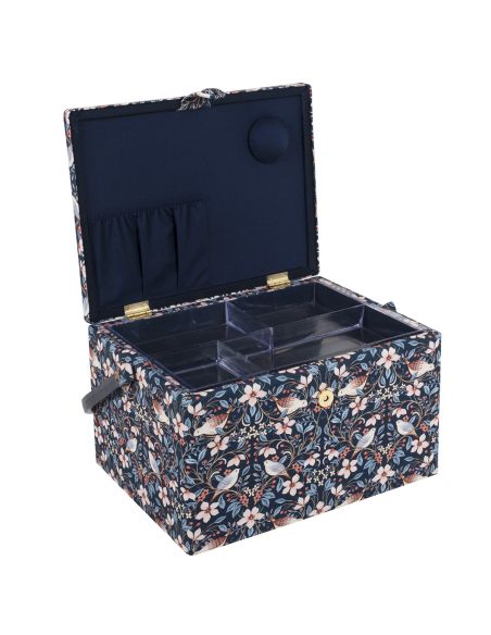 Caja de costura con bordado - Pájaros en flores