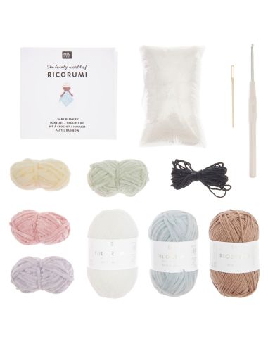 Kit de ganchillo para manta de peluche - Arcoíris pastel