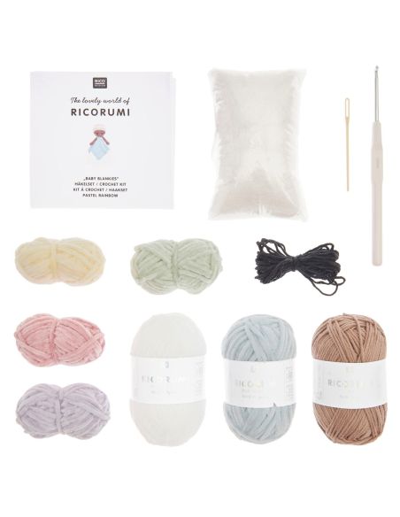 Kit de ganchillo para manta de peluche - Arcoíris pastel