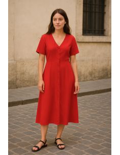 Tejido popelina de viscosa - Rojo 2