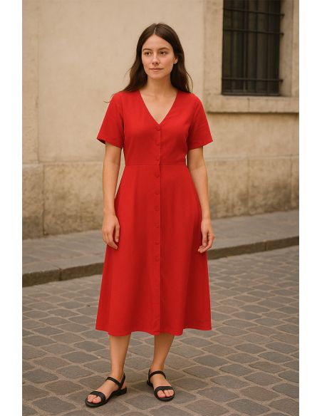 Tejido popelina de viscosa - Rojo