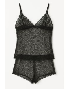 Tejido de encaje elástico Léonie - Negro 2