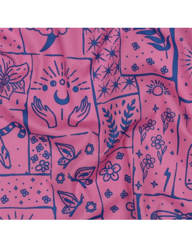 Tejido popelina de algodón - Mystic fondo rosa