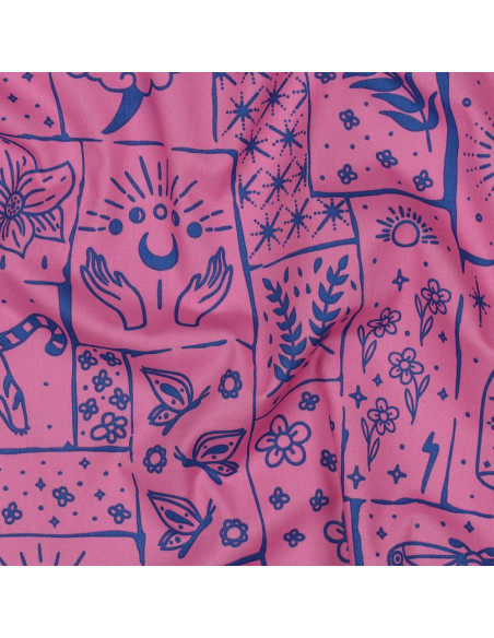 Tejido popelina de algodón - Mystic fondo rosa