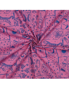 Tejido popelina de algodón - Mystic fondo rosa