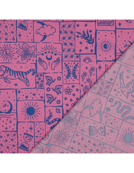 Tejido popelina de algodón - Mystic fondo rosa