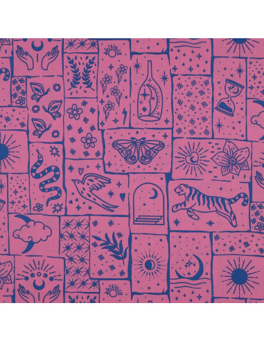 Tejido popelina de algodón - Mystic fondo rosa