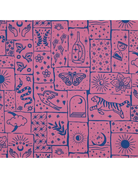 Tejido popelina de algodón - Mystic fondo rosa