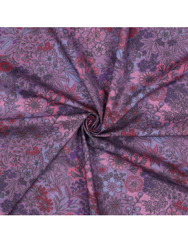 Tejido popelina de algodón - Flores violetas