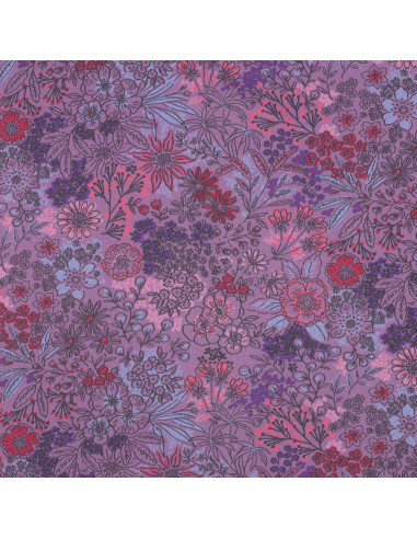 Tejido popelina de algodón - Flores violetas