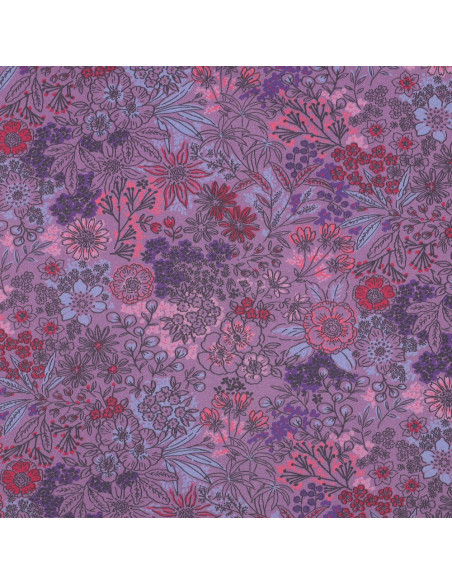 Tejido popelina de algodón - Flores violetas
