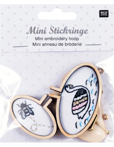 Mini aros ovalados de madera para bordado de 45 y 62 mm