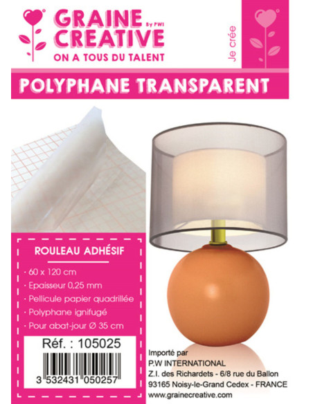 Rollo de polifán adhesivo cuadriculado - Transparente