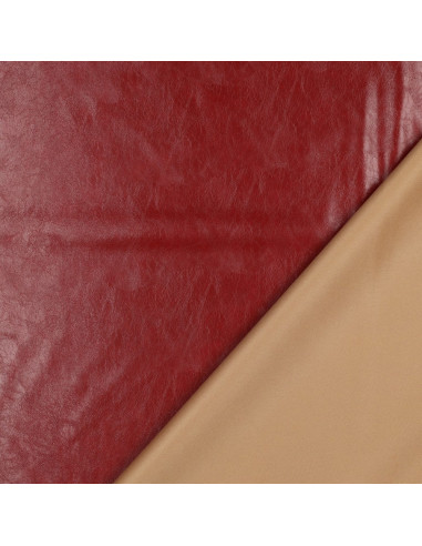 Tejido simil cuero elástico brillante para confección - Rojo