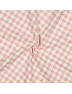 Tela de franela de cuadros grandes - Rosa y crudo