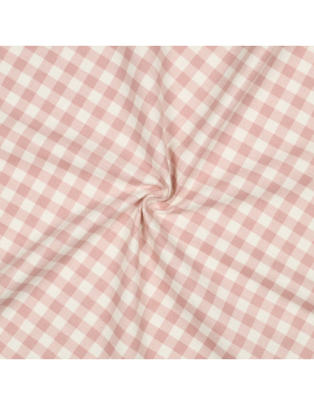 Tela de franela de cuadros grandes - Rosa y crudo