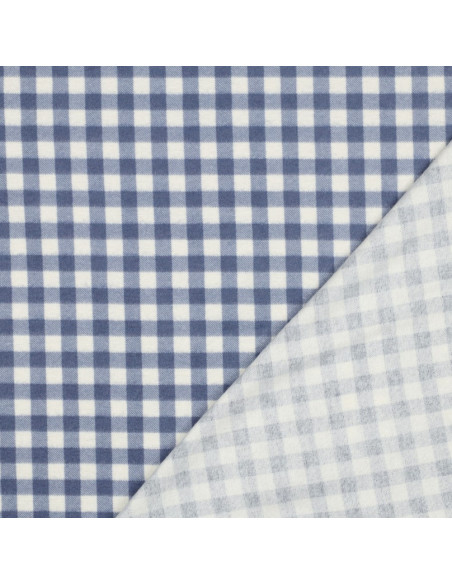 Tela de franela a cuadros grandes - Azul y crudo