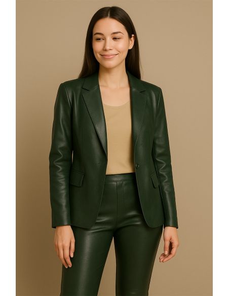Tejido de imitación elástico brillante para confección - Verde inglés