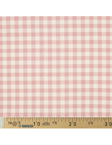 Tela de franela de cuadros grandes - Rosa y crudo