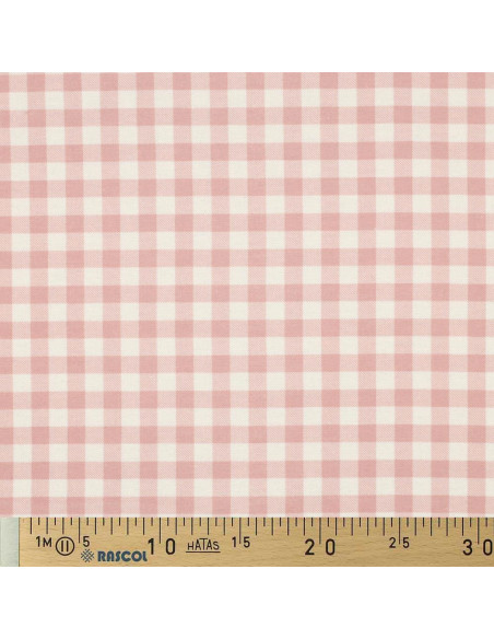 Tela de franela de cuadros grandes - Rosa y crudo
