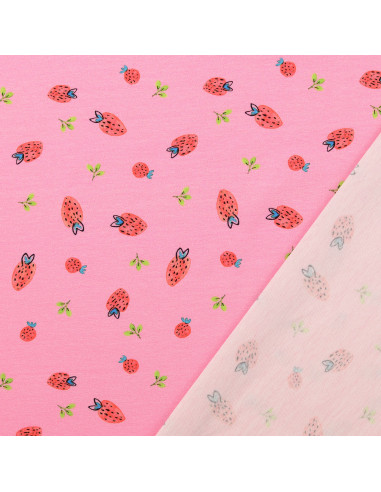 Tejido de punto Fresas - Rosa