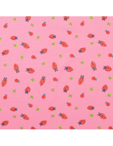 Tejido de punto Fresas - Rosa