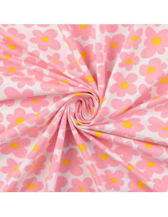 Tejido de punto con flores - Rosa