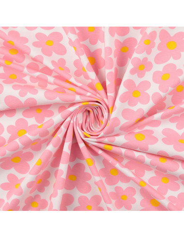 Tejido de punto con flores - Rosa