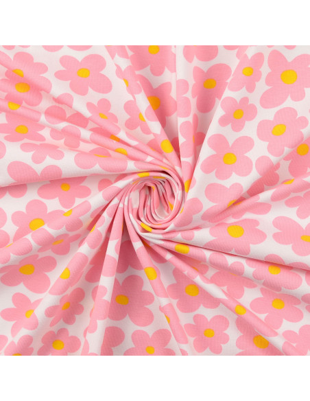 Tejido de punto con flores - Rosa