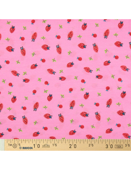 Tejido de punto Fresas - Rosa