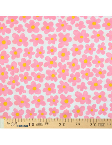 Tejido de punto con flores - Rosa