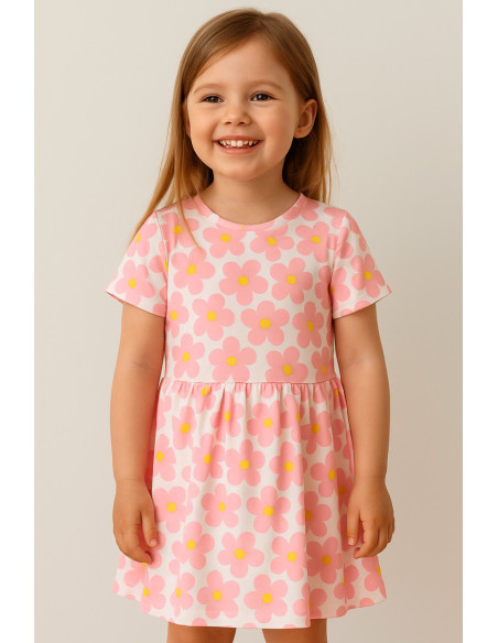Tejido de punto con flores - Rosa