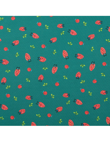 Tejido de punto Fresas - Verde pato