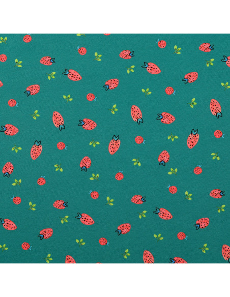 Tejido de punto Fresas - Verde pato