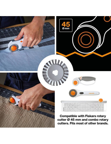 Cuchilla rotativa Fiskars zigzag Ø45 mm