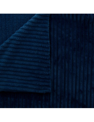 Tejido minky de canalé grueso - Azul marino