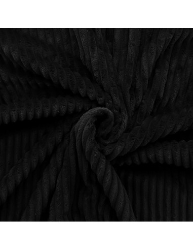 Tejido minky de grandes costillas - Negro