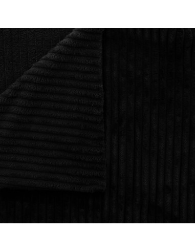 Tejido minky de canalé grueso - Negro