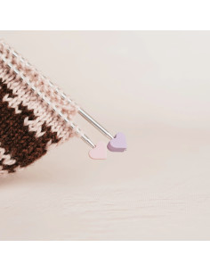 Tapones de malla para agujas de tejer - Corazones rosa 2